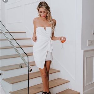 Struck By Cupid Strapless Tie/Knot Dress - White-
Small